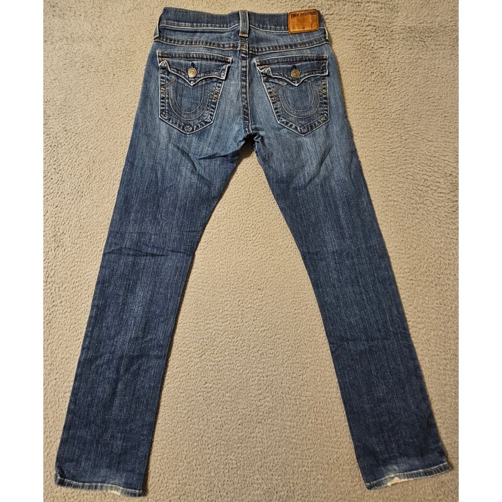 True Religion Ricky Relaxed Straight Jeans Mens 30 Flap Pocket Blue Vintage USA
